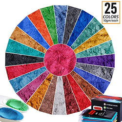 Mica Powder Set - MIDDLECOAST Pigment Powder - 25 Colours [ 250G/8.82OZ ] 2 Tone Resin DYE, Pigment Powder, Slime Colorant, Epoxy Pigment, Bath Bomb & Soap Making, Polymer Clay
