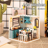Spilay DIY Miniature Dollhouse Wooden Furniture Kit,Handmade Mini Modern Model Plus with Dust Cover & Music Box ,1:24 Scale Creative Doll House Toys for Children Lover Gift (Jos Kitchen)