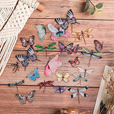 QXUJI 80PCS Resin Realistic Butterfly Dragonfly Stickers, Vintage Butterfly Scrapbook Decals, Resin Accessories, for Scrapbook, Resin Molds, DIY Crafts, Laptops
