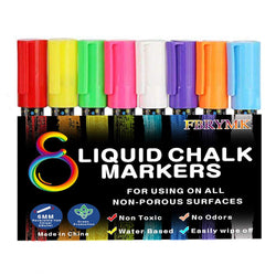 Liquid Chalk Markers 8 Neon Colors Non-Toxic Erasable Dustless Liquid Pens for Chalkboard Windows Glass and More