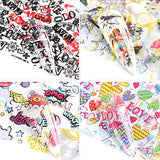 10 Sheets Valentine's Day Nail Art Foils Holographic Valentines Day Nail Stickers Decals Love Heart Kiss Rose Angel Cupid Lips Nail Foil Transfer Sticker Valentines Nail Decorations for Women Girls