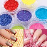 Duufin 54 Colors Fine Nail Glitter Powder Nail Art Glitter Pigment Nail Powder Holographic Glitter Fine Glitter Powder for Nails Body and Crafts