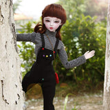 Fityle Trendy Doll Clothing Suit High Collar Long Shirt & Suspender Pants & Handbag Gown Clothes Outfit for 1/3 BJD Dolls