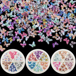 PAGOW 90pcs 3D Acrylic Butterfly Charms for Nails, 18 Colors Butterfly Nail Glitter Sets, Novel Design Acrylic Butterfly Nail Charms for Nail Art Decoration & DIY Crafting Design