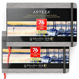 ARTEZA 5.1x8.3” Watercolor Book, Pack of 2, 74 Pages per Pad, 110lb/230gsm, Cold Pressed Paper,