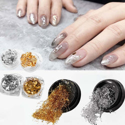 6 Boxes Gold Nail Sequins,Holographic Nail Art Glitters Strips 3D Laser Nail Art Sticker Decals Flakes for Acrylic Nails Powder Dust Manicure Decoration Accessories Nail Art Supplies