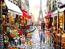 VEYLIN Diamond Painting by Number, 5D Paris Florist Diamond Painting on Canvas for Adults