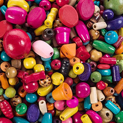 Assorted Colorful Wooden Beads - 1/2 Pound Beading for Crafting and Jewelry Making