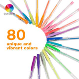 Smart Color Art 160 Colors Gel Pens Set 80 Gel Pen with 80 Refills for Adult Coloring Books Drawing Painting Writing Doodling
