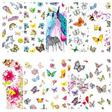 CHANGAR Sunflower Rose Grass Nail Art Foil Transfer Stickers Spring Flowers Nail Foil Adhesive Stickers Decal Butterfly Honeybee Bird Nail Stickers Spring Nail Decoration for Women Girls DIY Nail Design (6)