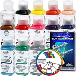 TESTORS - AZTEK Premium OPAQUE Acrylic Airbrush Paint 13-Color Set with FREE Color Wheel & How to