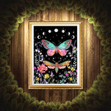 Butterfly Diamond Painting Kits,Paint by Round Full Drill Diamonds for Adults,Trippy Flower Plant Nature Moon Star Diamond Art for Wall Decor 12X16Iinch