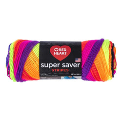RED HEART E300.4970 Super Saver Yarn, 5 Ounces, Bright Stripe