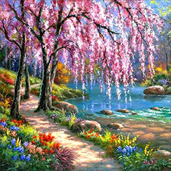 DIY 5D Diamond Painting Kits, Diamond Art for Kids Full Drill Diamond Painting Peach Blossom Crystal Rhinestone Embroidery for Adults Pictures Craft for Home Wall Decor11.8X11.8 inch)