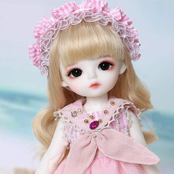 MDSQ BJD Doll 1/6 SD Dolls Ponytail Girl Full Set 10 Inch Jointed Dolls Toy Action Figure + Makeup,Pink Dress