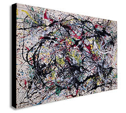Jackson Pollock Number 34 - Canvas Wall Art Framed Print - Various Sizes (A0 47x33 inches)