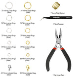 Kingsdun Jewelry Making Tools with Jewelry Findings,Needle Nose Plier, Jump Ring Opener and Tweezer,Repair Kit with 1160pcs Open Jump Rings & 40pcs Lobster Clasps in Assorted Size Gold and Silver