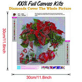 Wowdecor 5D Diamond Painting Kits, Christmas Red Poinsettia Flowers, Full Drill DIY Diamond Art Cross Stitch Paint by Numbers