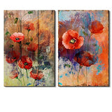 wall26 Vibrantly Colored Petunia on a Vintage Wood Background and Abstract Painted Background - Canvas Art Home Decor - 24x36 inches