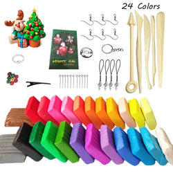 24 Colors Polymer Molding Clay Set with Box Packaged,Oven Baking Clay Kit with 5 Sculpting Tools and 33 Accessories,0.7oz Per Block,Great DIY Clay Crafts Gifts