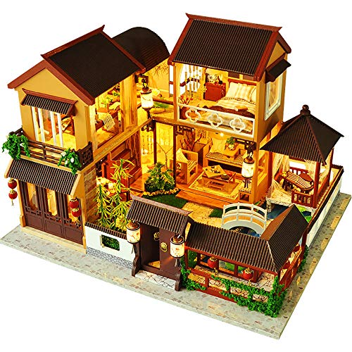 WYD Chinese Villa Loft Building Handmade Ancient Style Model Educational Toys Creative Gifts Birthday Gifts Valentine's Day Gifts