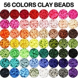 14600 Pcs Clay Heishi Beads Kit Including 56 Color Clay Beads, 200 Pcs Letter Beads, Pendant, Jump Rings and Elastic Cords for DIY Jewelry Making Bracelets Necklace Earring Making Supplies