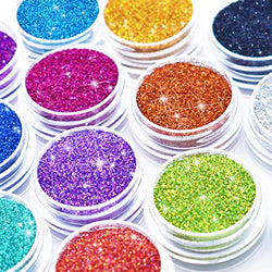 Glitter Wenida 12 Colors Holographic Cosmetic Laser Festival Powder Sequins Craft Glitter for Arts Face Hair Body Nail