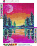 Diamond Painting Kit for Adults, EKOVCO 5D DIY Diamond Art Moon Lake Forest Starry Sky Reflection Diamond Gem Full Round Drill Rhinestone Home Wall Decor Gift for Kids Friends Parents 12x16 inch