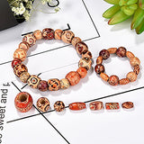 Bememo 400 Pieces Printed Wooden Beads Various Shapes Loose Wood Beads for Jewelry Making DIY