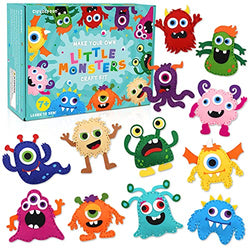 CiyvoLyeen Little Monsters Craft Kit Adopt A Monster Felt Plush DIY Sewing Art Kids Educational Kindergarten Toys Monster Bash Craft Gift Learn How to Sew for Beginners Set of 12