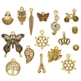 Ownsig 50 Pieces Antique Gold Assorted Charms Pendants DIY for Jewelry Making