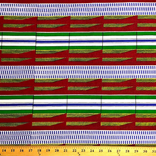 Kente African Print Fabric Cotton Print 44'' wide Sold By The Yard (19005-3)