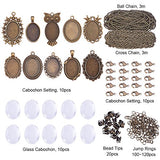 SUNNYCLUE 10 Sets Assorted Cabochon Frame Setting Tray Charms Pendant with Clear Oval Glass Dome