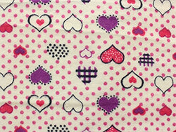 Cotton Flannel Fabric POLKA DOTS HEARTS FUCHSIA/45 Wide/Sold by the Yard