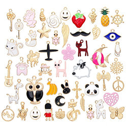 Ownsig 50pcs Mixed Alloy Enamel Charms Pendants DIY for Jewelry Making and Crafting