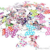 RayLineDo Pack of 56G About 100pcs Buttons Mixed Color Butterfly Style Delicate Wood Buttons DIY