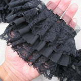 3-1/2 Inch Wide Ruffled Lace Fringe Lace Trim Skirt Extender Dress Sewing Accessory (2-Yards,