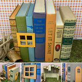 Fairy BookHouse— Made w/Real Books | Miniature Doll House with Faux Window, Door, Chandelier, and Plant | Small Book Box with Covered Tops