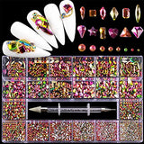 Nail Rhinestones - Professional Nail Crystal Kit, 9000pcs Multi Shapes Glass Crystal AB Rhinestones for Nail Art for Nail Art Supplies Accessories (8)