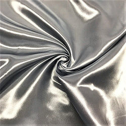 Bridal Satin Fabric Silky Poly 60" Wide Heavy Wedding Dress Drapery By The Yard (1 YARD, Silver)