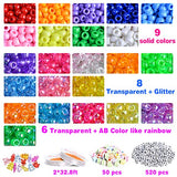 3640+pcs Pony Beads Kit for Bracelet Jewelry Making, Hair Beads, Include 23 Colors Rainbow Beads(9mm), 520 Letter Beads, 50 Color Beads, 90 Heart & Heart Beads and 2 Rolls Elastic String.