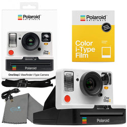 Polaroid OneStep 2 Viewfinder i-Type Camera 9008 White Bundle with a Color i-Type Film Pack 4668 (8 Instant Photos) and a Lumintrail Cleaning Cloth