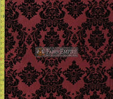 Taffeta Damask Flocking Fabric 58" Wide Sold By The Yard (BLACK BURGUNDY)