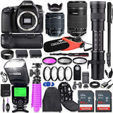 Canon EOS 80D DSLR Camera Kit with Canon 18-55mm & 55-250 STM Lenses + 420-800mm Telephoto Zoom Lens + Battery Grip + TTL Flash (Upto 180ft) + Commander Microphone + 128GB Memory + Accessory Bundle