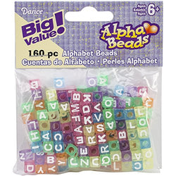 Darice Alphabet Beads (160/Pack), 7mm, Multicolor