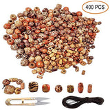 400pcs Various Shaped Painted Wooden Beads Loose Spacer Beads (Round, Oval, Cubes, Tubular )for DIY