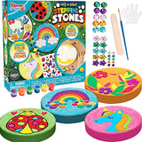 Mold Your own Stepping Stones Set, 4 Stepping Stones for Kids Craft Kit, Includes 3-D Molding Tray, Paints, Sparkling Gems, Gloves, Protective Mask, Kids Craft Activities Holiday Toy Gifts
