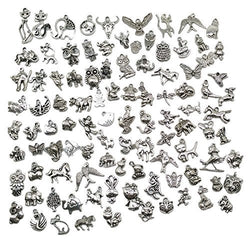 Pack of 100 Mixed DIY Antique Animal Themes Pendants Charms for Crafting,Bracelet Necklace