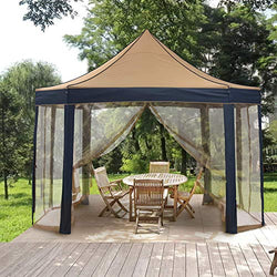 HYD-Parts Outdoor 8-Sided Pop Up Gazebo Canopy Double Top Outdoor Patio Garden Tent Patio Gazebo Shelter with Mosquito Net for Wedding Party (10x13FT)
