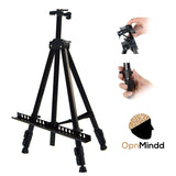 Easel Telescoping Tripod Display Stand-Adjustable 21" to 66" Height-Black Aluminum Alloy with Portable Bag-Designed for Floor and Table-top Displaying or Canvas Painting - by OPN MINDD